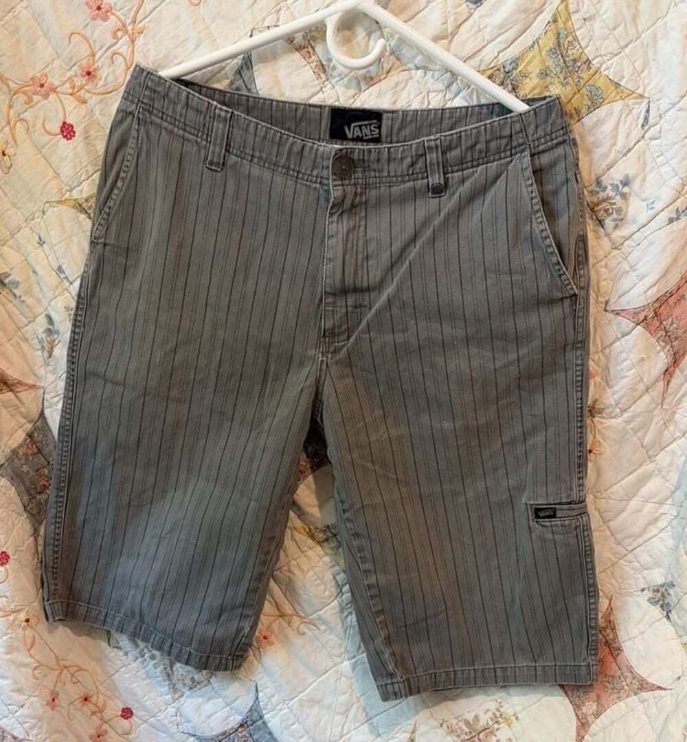 Vans Men's Gray Pinstripe Casual Cargo Walk Shorts, Size 30